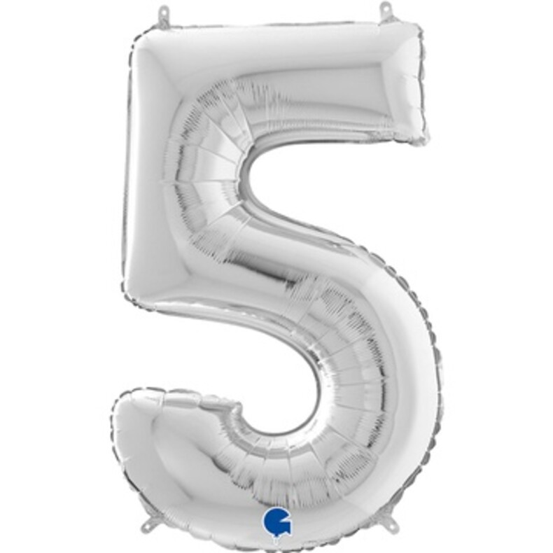 Шар Фольга Цифра "5" Серебро 66см 1207-3203 Италия